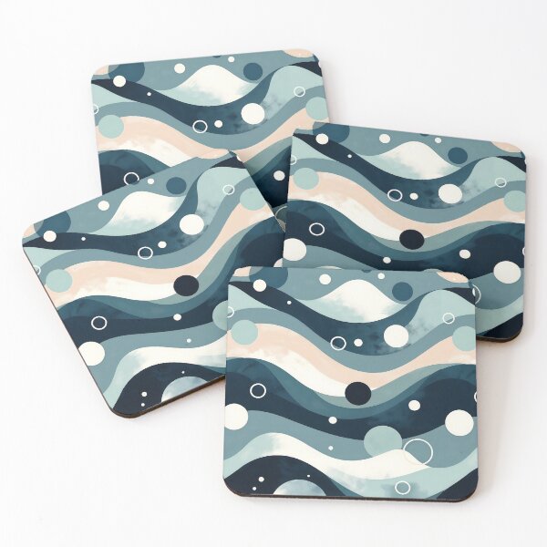 Item preview, Abstract Oceanic Waves - Modern Blue Fluid Art Pattern designed and sold by Maryam_ART.