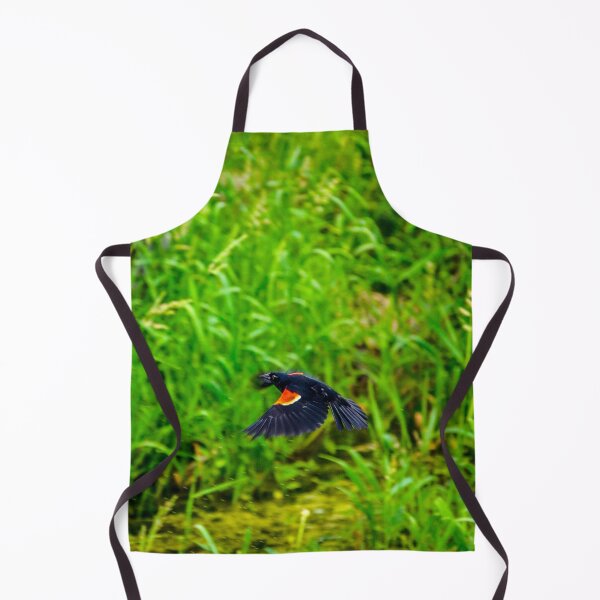 Item preview, Red-Winged Blackbird in Flight Over Green Marsh designed and sold by aadventures.