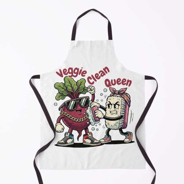 Item preview, Veggie Clean Queen Funny Vegetable Cleaning Cartoon designed and sold by MTJ-Mushrooms.