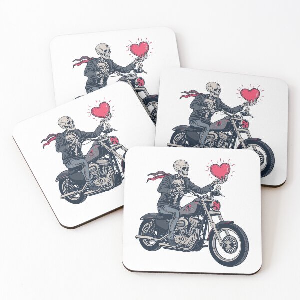Item preview, Skeleton Biker Holding a Heart – Dark Valentine’s Day Ride designed and sold by TwoWheels-shop.