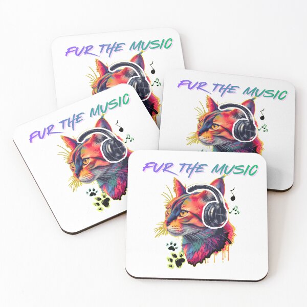 Item preview, Fur the Music Cat Shirt  -Cat DJ Headphones Neon Design designed and sold by JoezCreations.