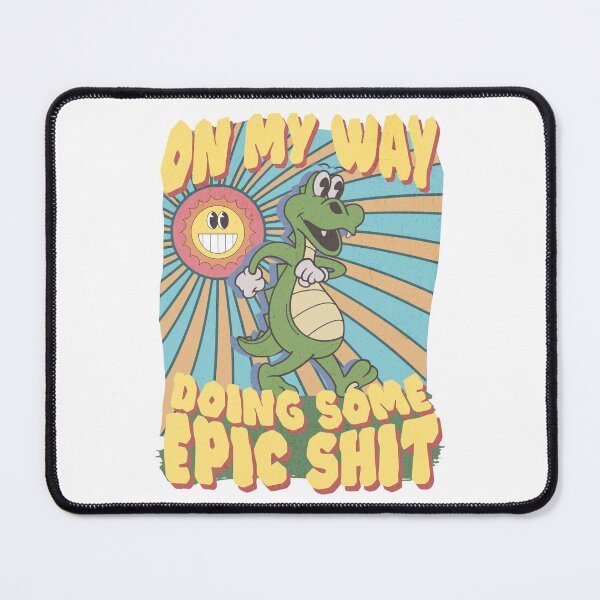 Item preview, On My Way – Doing Some Epic Shit | Funny Retro Cartoon Crocodile Shirt designed and sold by Proto Lab Studio.
