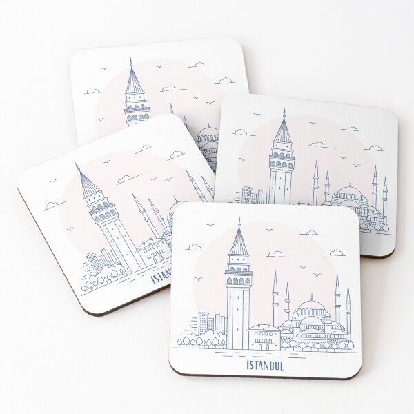 Item preview, Vintage Istanbul Skyline Drawing - Blue and White Aesthetic  designed and sold by asliberry.