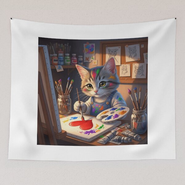 Item preview, Artist Cat Painting Love designed and sold by PetJoyPrintsCO.