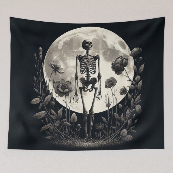 Item preview, Skeleton with Dark Blooms Emblem designed and sold by Roberta Calabrese.