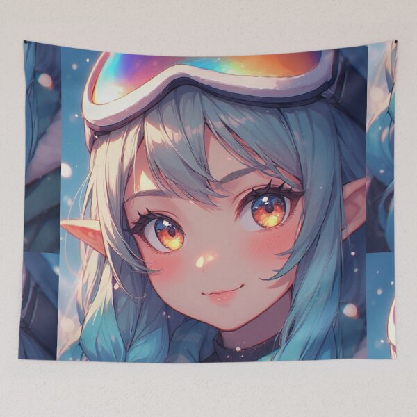 Item preview, Elf anime snowboarder portrait designed and sold by ArtsJulian.