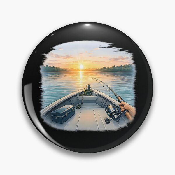 Artikelvorschau, Angelboot bei Sonnenuntergang – Ruhiges Angeln Natur Design entworfen und verkauft von SVALANART.