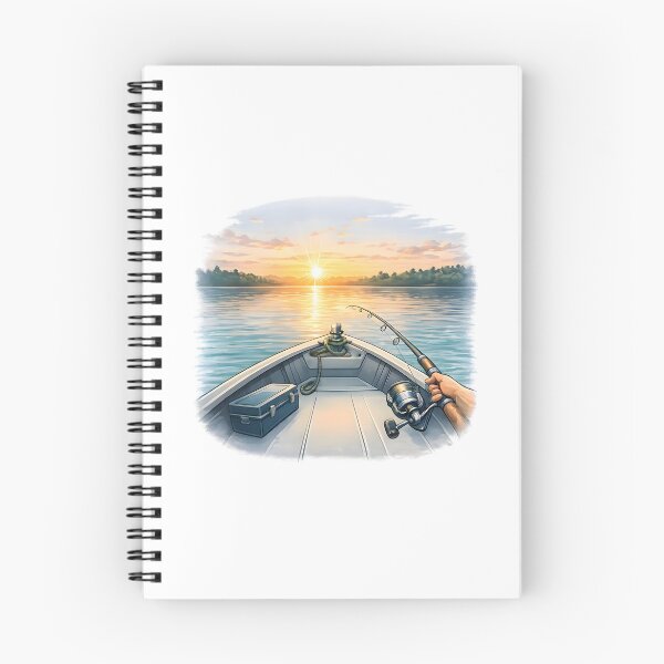 Item preview, Fishing Boat at Sunset – Calm Nature Fishing Art designed and sold by SVALANART.