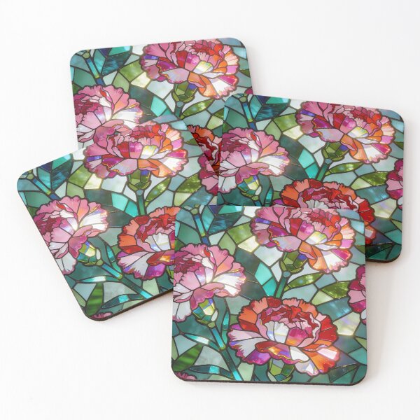 Item preview, January Birth Flower Carnation – Faux Stained Glass Floral Design, Phone Case, Journal & Art Print designed and sold by MindfullyCreated.
