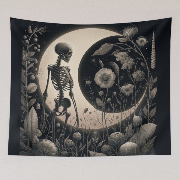 Item preview, Skeleton with Dark Blooms Emblem designed and sold by Roberta Calabrese.