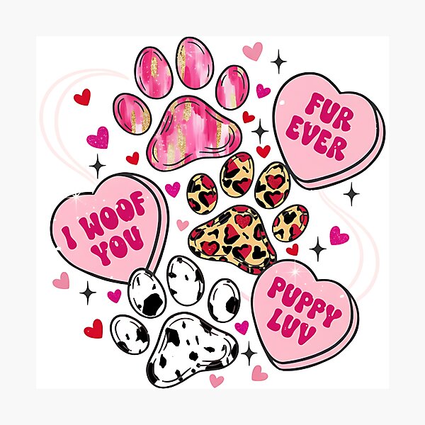 Item preview, Valentine Candy Hearts and Paws I WOOF YOU FUR EVER designed and sold by BKDIGITALSHOP.