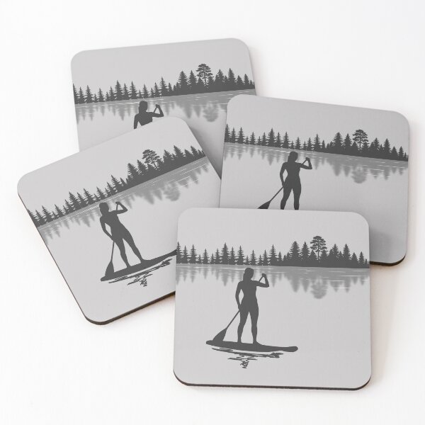 Item preview, Lispe Paddle Boarder Female Silhouette Forest Lake Reflection designed and sold by Lispe-Designs.