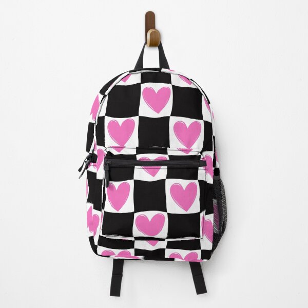 Item preview, Coquette Check - Black and White Grid with Pink Hearts designed and sold by DesignMyHeart.