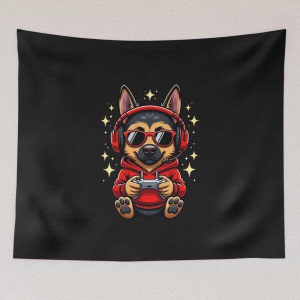 Item preview, Gamer German Shepherd Gaming Dog Funny designed and sold by GrumpySableye.