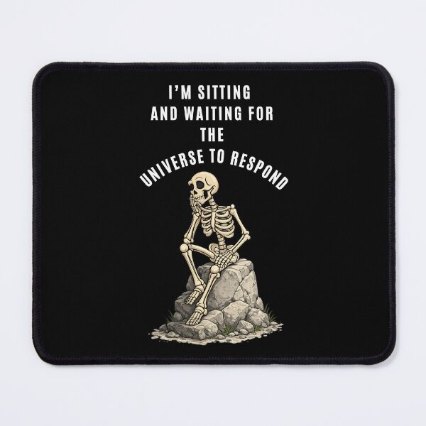 Item preview, Sitting Waiting for Universe to Respond Funny Skeleton T-Shirt, Overthinker Skull Anxiety Meme designed and sold by digitalbitcraft.