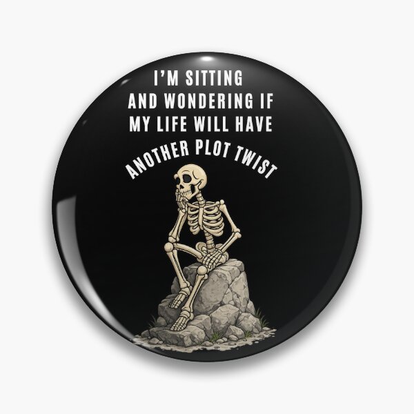 Item preview, Sitting Wondering If My Life Will Have Another Plot Twist Funny Skeleton T-Shirt, Existential Skull Anxiety Meme designed and sold by digitalbitcraft.