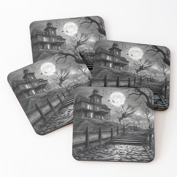 Item preview, Mysterious Haunted House Under Full Moonlight designed and sold by Artessie.