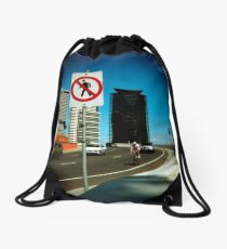 No Pedestrians Drawstring Bag