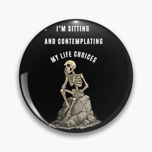 Item preview, Sitting Contemplating My Life Choices Funny Skeleton T-Shirt, Regretful Skull Overthinker Anxiety Meme designed and sold by digitalbitcraft.
