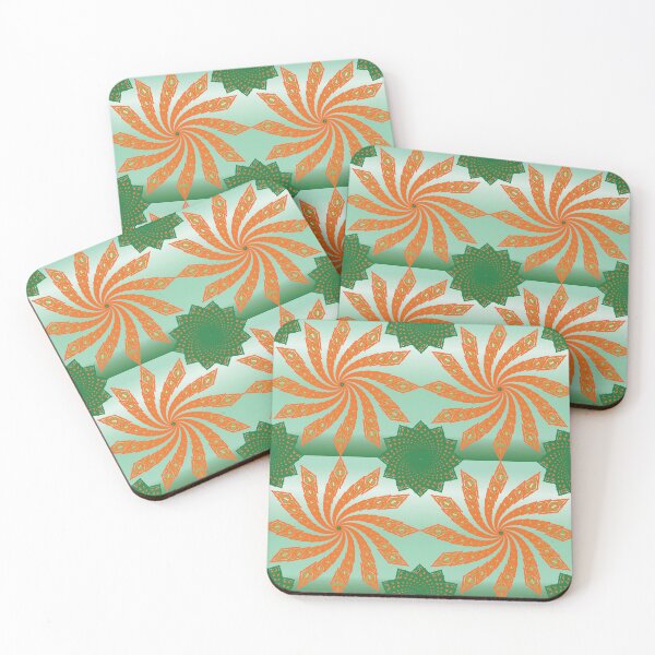 Item preview, Thai Mandala Energy Green and Orange Spiral Art designed and sold by OIL Pattern Design .