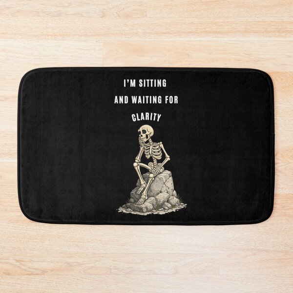 Item preview, I'm Sitting Waiting for Clarity Funny Skeleton T-Shirt, Pensive Skull Mindfulness Anxiety Meme designed and sold by digitalbitcraft.