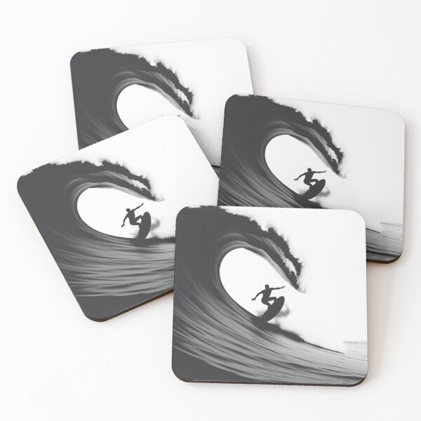 Item preview, Surfer Silhouette Riding Giant Wave Black White Art designed and sold by EllDAV777.