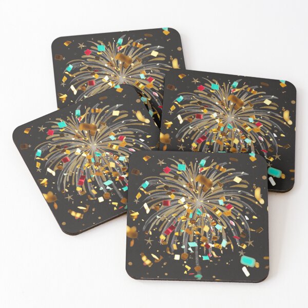 Item preview, Golden Fireworks Confetti Burst – Festive Celebration Glow Art designed and sold by SolutionsArt.