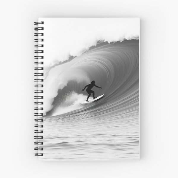Item preview, Epic Barrel Wave Surf Silhouette Black and White Photography designed and sold by EllDAV777.
