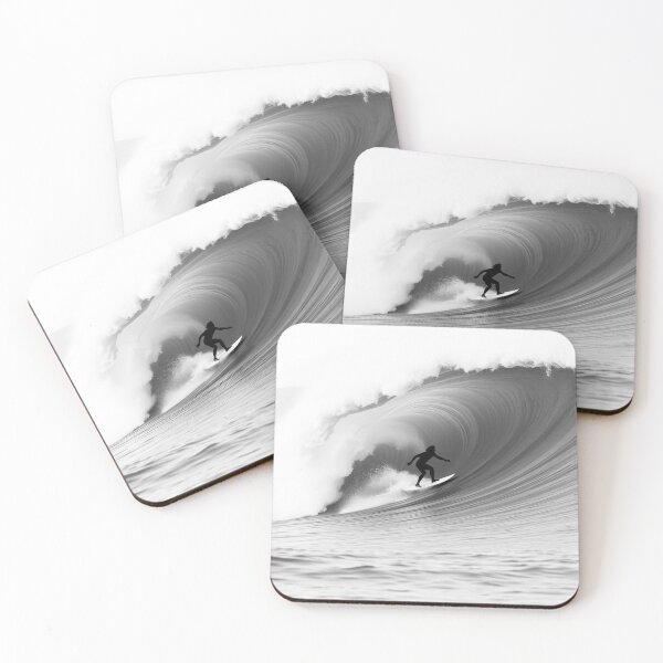 Item preview, Epic Barrel Wave Surf Silhouette Black and White Photography designed and sold by EllDAV777.