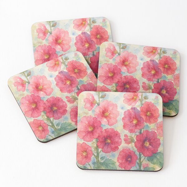 Item preview, Old Fashioned Pink Hollyhocks designed and sold by TinCatOutPost.