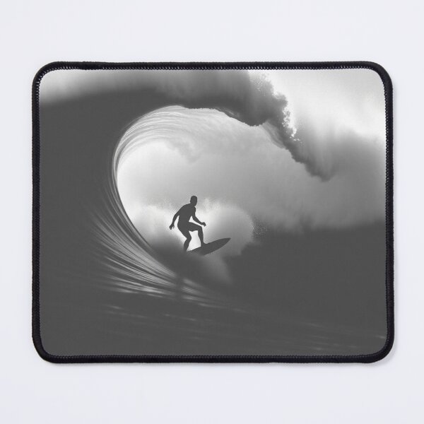 Item preview, Surfer Silhouette in Giant Wave Black and White Surf Art designed and sold by EllDAV777.