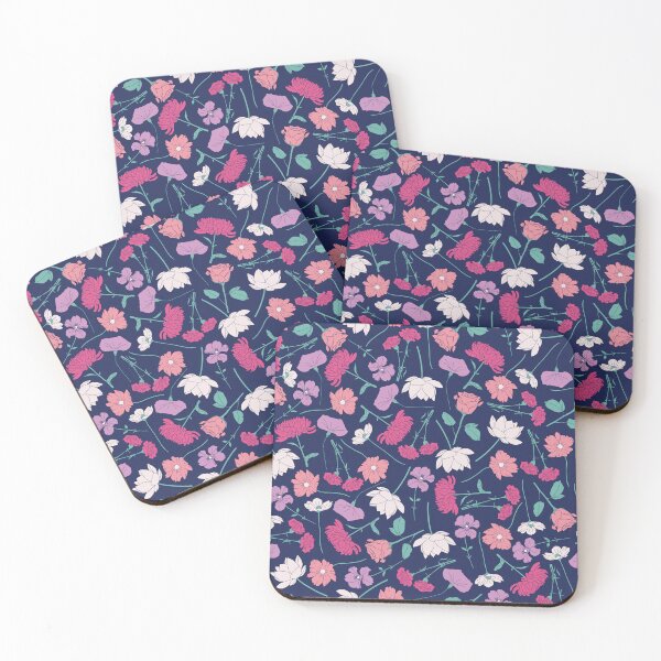 Item preview, pink and blue little flowers colourful floral pattern designed and sold by winterpumpkin.