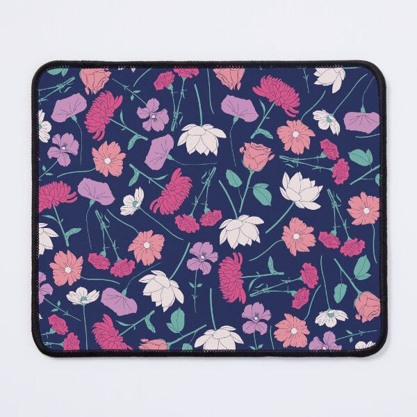 Item preview, pink and blue little flowers colourful floral pattern designed and sold by winterpumpkin.