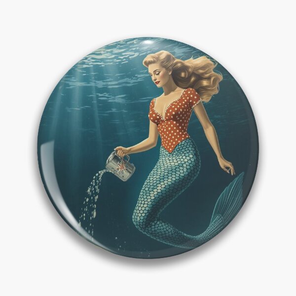 Item preview, Retro 1950s Giant Mermaid Pin-Up Art Print | Vintage Underwater Fantasy Poster | Bioluminescent Moon Garden Wall Art designed and sold by MissSaylor.