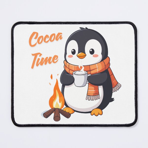 Item preview, Kawaii Penguin in Scarf Sipping Cocoa – Cozy Campfire Winter Art designed and sold by MarWachaN.