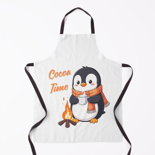 Item preview, Kawaii Penguin in Scarf Sipping Cocoa – Cozy Campfire Winter Art designed and sold by MarWachaN.