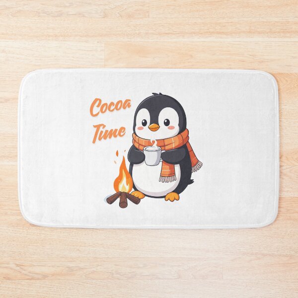 Item preview, Kawaii Penguin in Scarf Sipping Cocoa – Cozy Campfire Winter Art designed and sold by MarWachaN.
