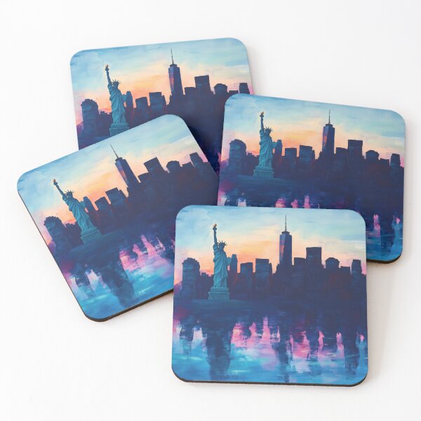 Item preview, Statue of Liberty – NYC Skyline Sunset designed and sold by SkylineVistas Designs.