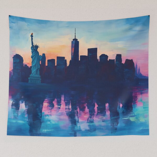 Item preview, Statue of Liberty – NYC Skyline Sunset designed and sold by SkylineVistas Designs.