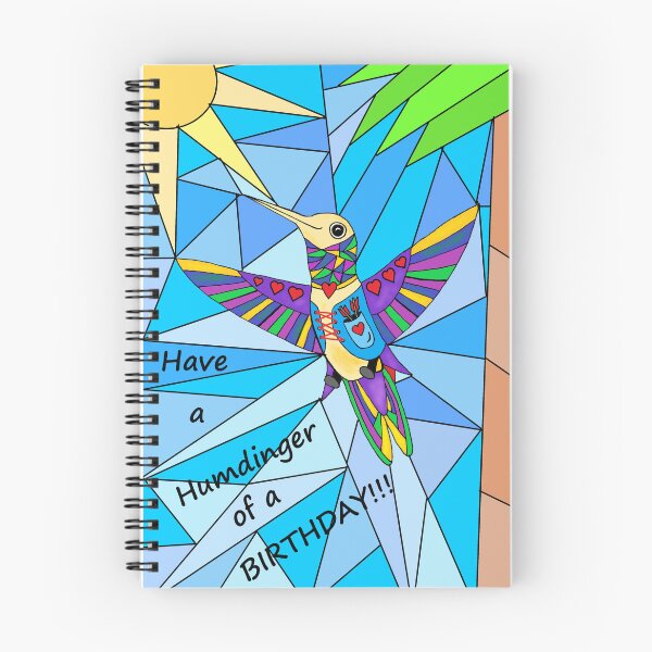 Item preview, Fantasy Humdinger Birthday Hummingbird Stained Glass designed and sold by JoyousArt4u.