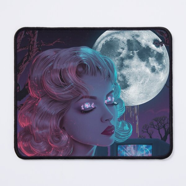 Item preview, Vaporwave Pin-Up Digital Ghost Art Print | 1960s Glitch Goddess Poster | Cyberpunk Moon Aesthetic Wall Art designed and sold by MissSaylor.