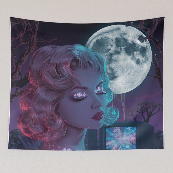 Item preview, Vaporwave Pin-Up Digital Ghost Art Print | 1960s Glitch Goddess Poster | Cyberpunk Moon Aesthetic Wall Art designed and sold by MissSaylor.