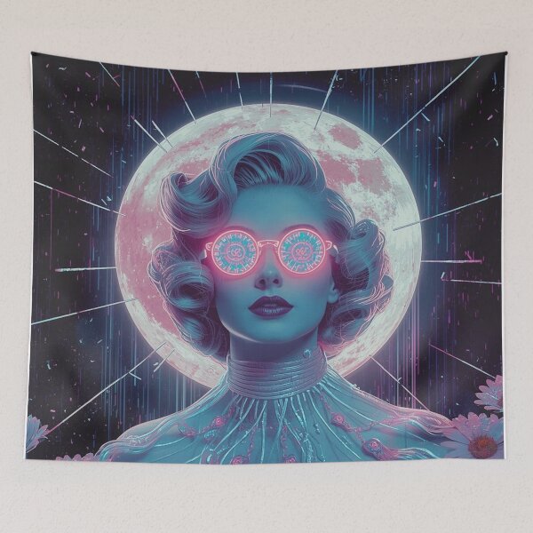 Item preview, Glitch Pin-Up Vaporwave Sticker | 1960s Digital Ghost Decal | Neon CRT Moon Cyberpunk Art designed and sold by MissSaylor.