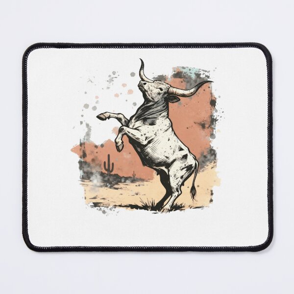 Item preview, Vintage Longhorn Bull Rising – Western Desert Bull Illustration designed and sold by truongloc246.
