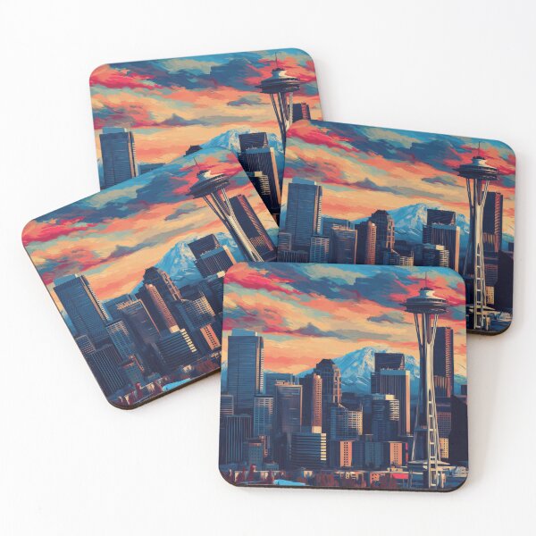 Item preview, Seattle Pop Art – Space Needle & Mount Rainier designed and sold by SkylineVistas Designs.