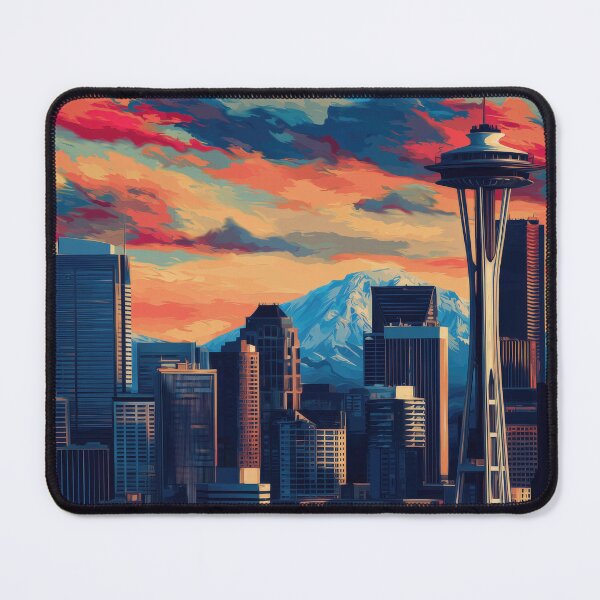 Item preview, Seattle Pop Art – Space Needle & Mount Rainier designed and sold by SkylineVistas Designs.