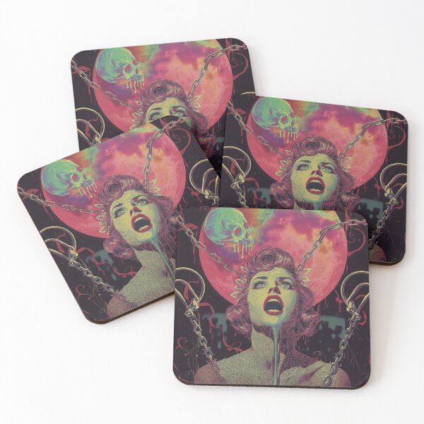 Item preview, Dark Psychedelic Pin-Up Horror Sticker | 1960s Acid Nightmare Decal | Skull Moon Terror Art designed and sold by MissSaylor.