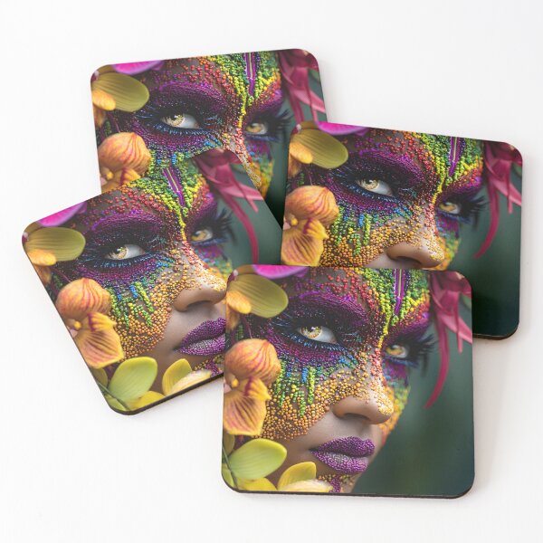 Item preview, Vibrant Floral Face Art with Colorful Beads designed and sold by Artessie.