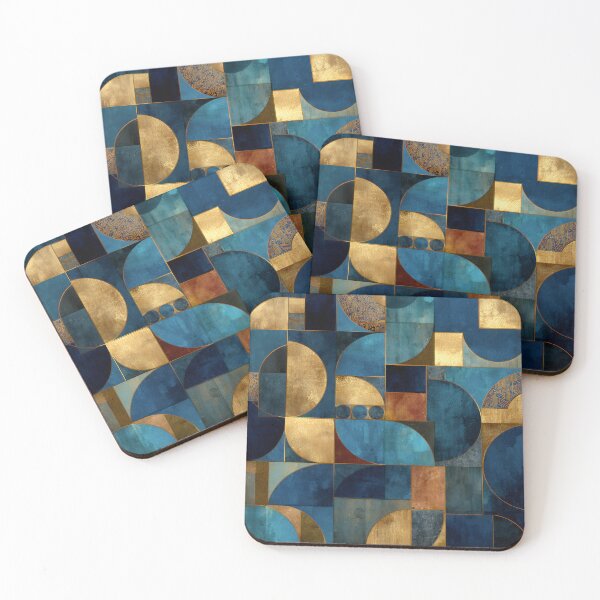 Item preview, Luxury Gold & Teal Geometric Abstract – Textured Deco designed and sold by EK-World.