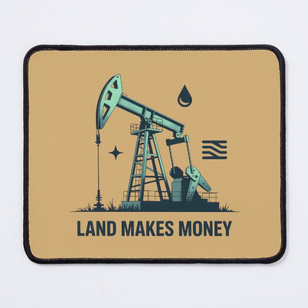 Item preview, Land Makes Money Industrial Oil Rig Pumpjack Vintage Aesthetic Art designed and sold by SplashTastic.